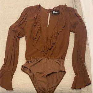 Reformation ruffle long sleeve bodysuit